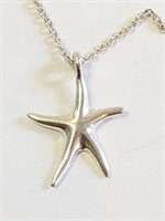.925 Silver 20"  Starfish Necklace   H