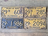 Set of 4 Alabama License Plates 1956-57