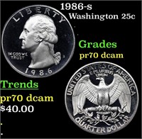 Proof 1986-s Washington Quarter 25c Grades GEM++ P