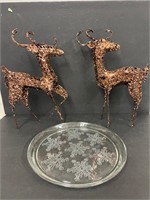 Christmas! Glass snowflake serving plate & deer