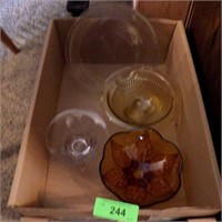 VNTG. DEPRESSION GLASS MIXING BOWL, AMBER LEAVES>>