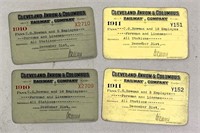 4 pcs- 1910-11 Clev., Akron & Cols. Railway PASSES