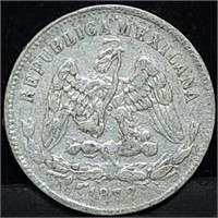 1872 Mexico 25 Centavos Silver Coin