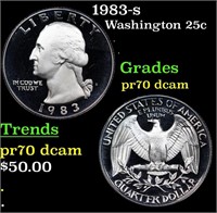 Proof 1983-s Washington Quarter 25c Grades GEM++ P