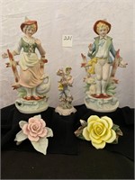 Figurines signed Japan, Porcelain Roses