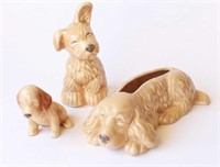 Three Sylvac items incl. a puppy trough vase,