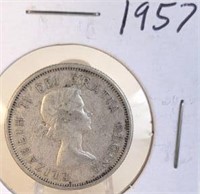 1957 Elizabeth II Canadian Silver Quarter