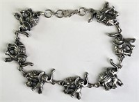 Solid Sterling Elephant Bracelet 20 Grams 8"
