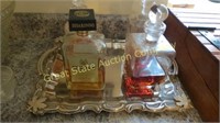 LIQUOR DECANTERS AND SERVING TRAY