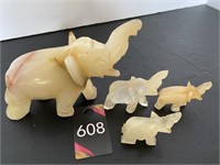 Vintage Onyx Elephants