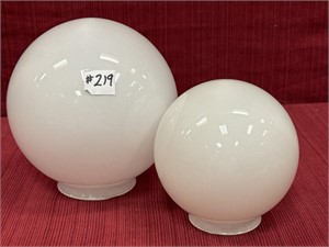 2 Round Ball Milk Glass Globe Pendant Light S