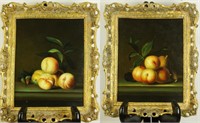 PAIR OF "STILL LIFE WITH FRUIT" OIL ON PANEL