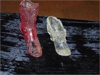 (2) Art Glass Fenton Type Shoes