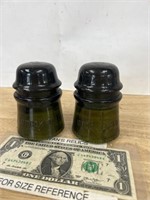 2 Antique Brookfield dark Olive green glass