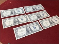 (6) 1957 WASHINGTON SILVER CERTIFICATES $1