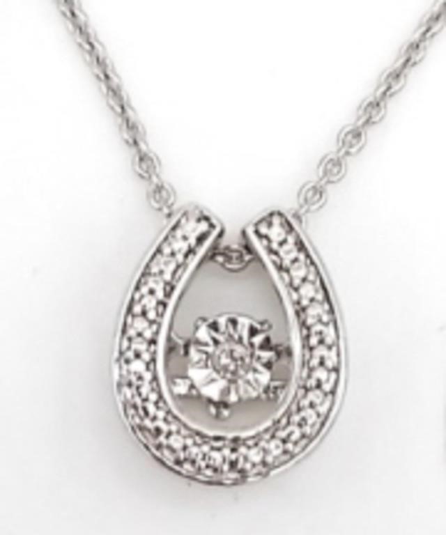 (WX) Sterling Floating Diamond Horseshoe Necklace