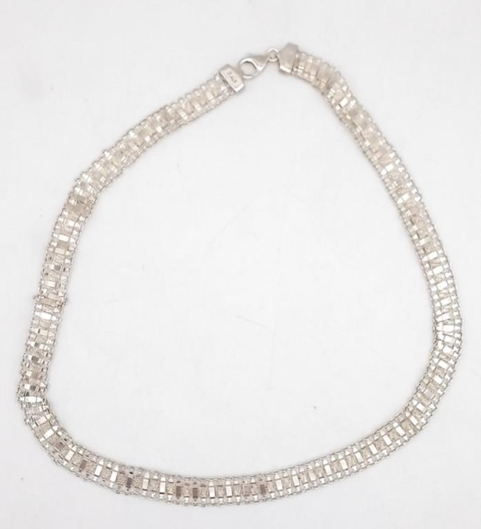 (WX) Sterling Silver Flat Chain Necklace