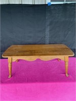 1970's coffee table, maple?, Queen Ann legs
