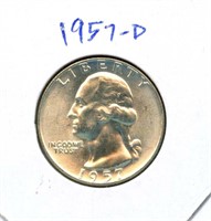 1957-D Washington Uncirculated Silver Quarter