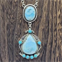 LARIMAR & TURQUOISE STONE STERLING SILVER