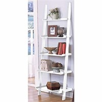 HomeTrends 5 Tier Solid Wood Leaning Bookcase,