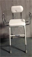White and chrome medical seat
