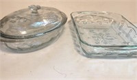 Glass Casserole Dish 14” with  Pressed Flower