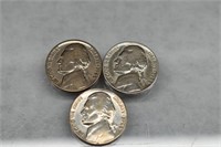 WWII Nickels (3) -35% Silver Coins