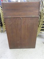 ANTIQUE MAHOGANY ROLL FRONT MAP CABINET BY
