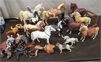 Lot of Vintage Play Horses, Riders &