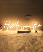 Large Neon Sign Happily Ever After LED, Art Décor