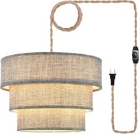 3-Tier Drum Plug in Pendant Light, Hanging