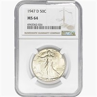 1947-D Walking Liberty Half Dollar NGC MS64