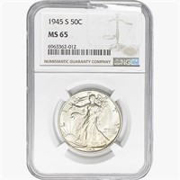 1945-S Walking Liberty Half Dollar NGC MS65