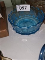 FOSTORIA LIGHT BLUE FROSTED COIN 7.5" BOWL