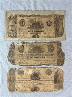 Vtg 1800’s The Lancaster Bank/Farmers Bank Notes