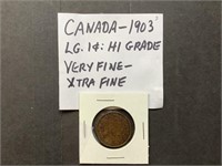Coin - Canada 1903 LG 1cent VF-XF
