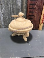 Footed seashell candy dish, beige
