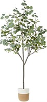 Artificial Eucalyptus Tree  5ft with Woven Basket