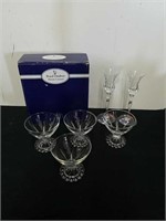 Royal Doulton crystal candle holders, and a set