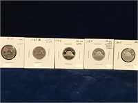 1981, 82, 83, 84, 85 Canadian Nickels  PL63 +