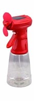 Solar Spray Bottle Misting Fan ~ Red