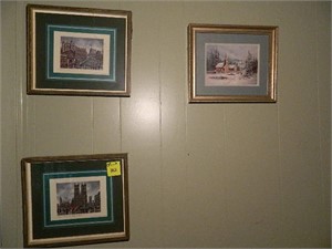 3 Matted & Framed English Town Scenes