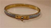 Michael Kors Gold Tone Crystal Hinged Bangle