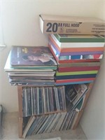 Large Lot of Records With Shelf made From Crates-