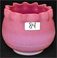 Art glass etched pink shade, 4 3/4" fitter
