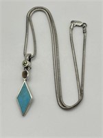 Sterling Silver Turquoise Pendant Necklace