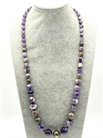 Sterling Silver Fine Amethyst & Bali Bead Necklace