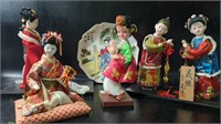 Vintage Asian Fabric & Porcelain Dolls +