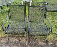 Pair of Wrought Iron Outdoor Patio Arm Chairs
